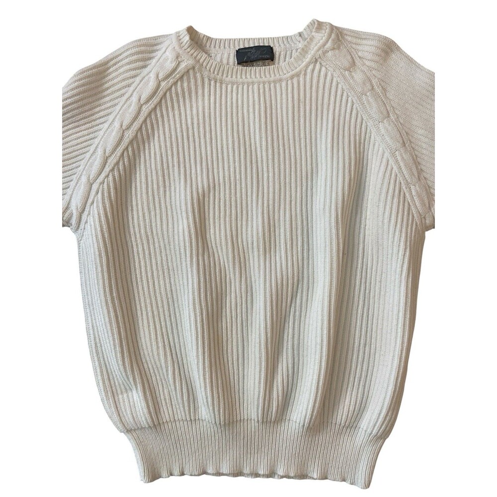 Vintage Lord & Taylor White Sweater L Hand-Framed 100% Cotton Woman’s Hong Kong‎ - Picture 4 of 9